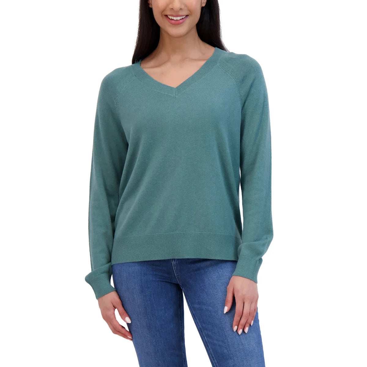 Lucky Brand Women's V-Neck Soft Cotton Blend Knit Sweater