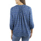 Jachs Girlfriend Women's Floral Print Button Front Top Three Quarter Sleeve Blouse