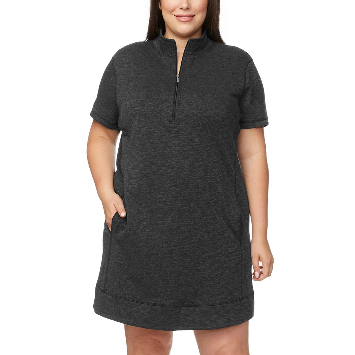 Legendary Outfitters Women's Cotton Blend Quarter Zip Casual Mini Dress