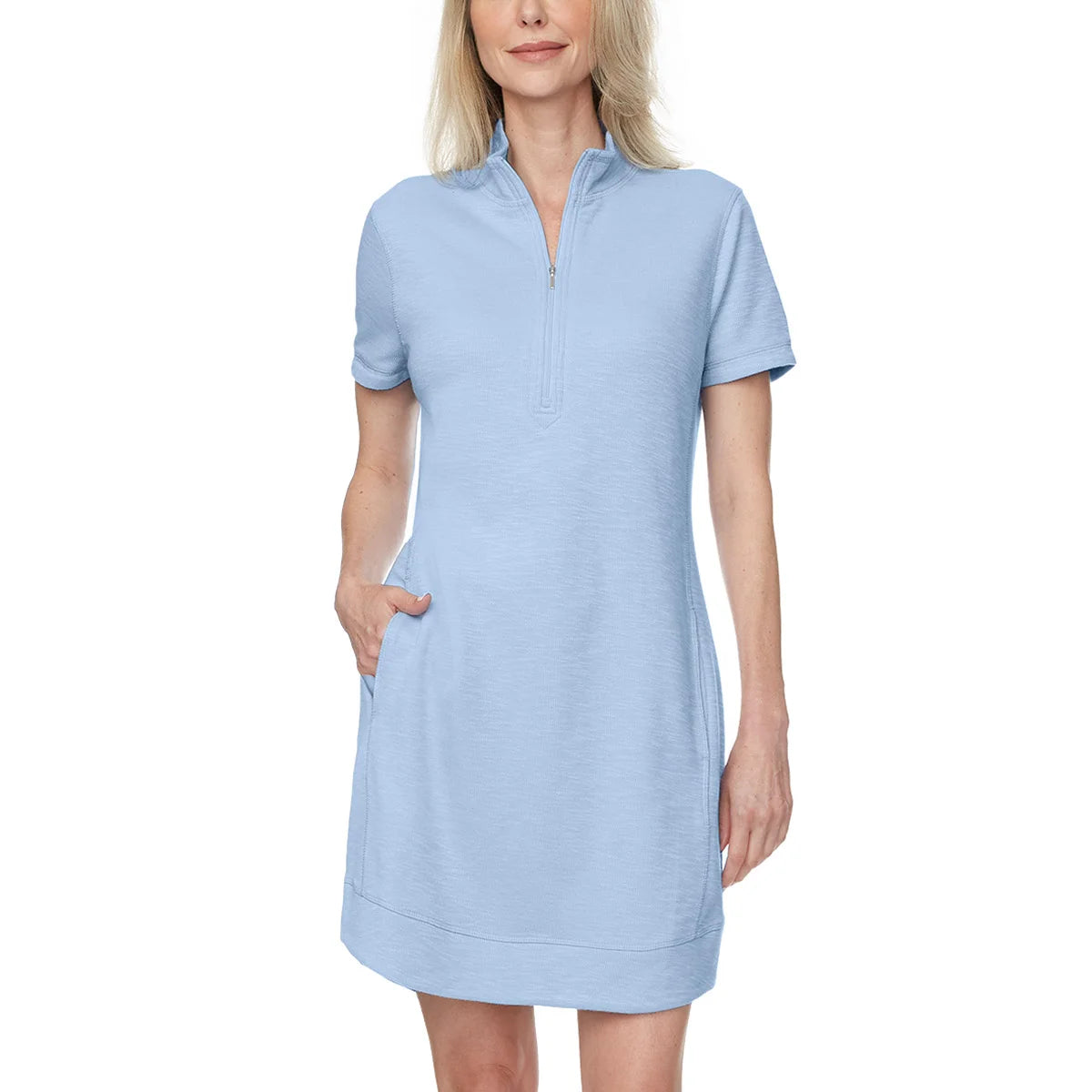 Legendary Outfitters Women's Cotton Blend Quarter Zip Casual Mini Dress