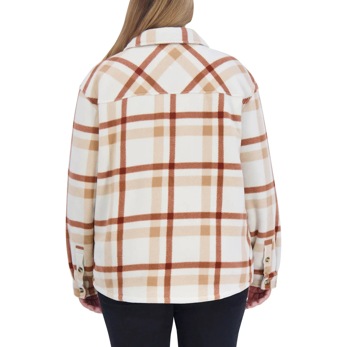 SAGE Women's Button Front Cozy Plush Plaid Shirt Jacket