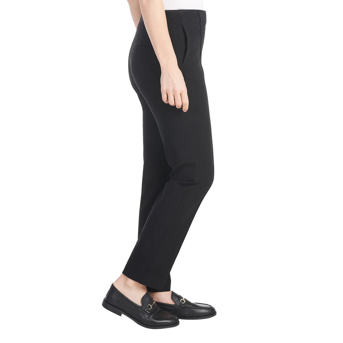 Hilary Radley Women's High Rise Tummy Control Pintuck Pull-On Slim Dress Pants