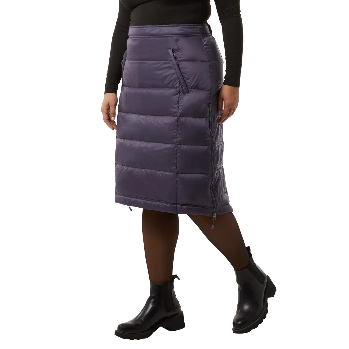 Aventure Women's Quilted Side Zippers Winter Down Insulated Midi Skirt