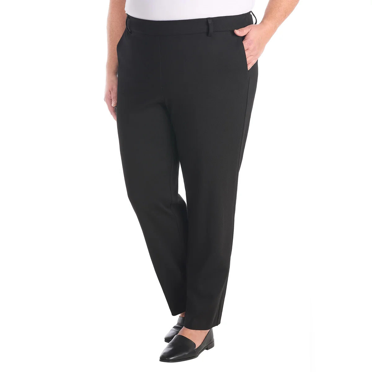 Hilary Radley Women's High Rise Tummy Control Pintuck Pull-On Slim Dress Pants