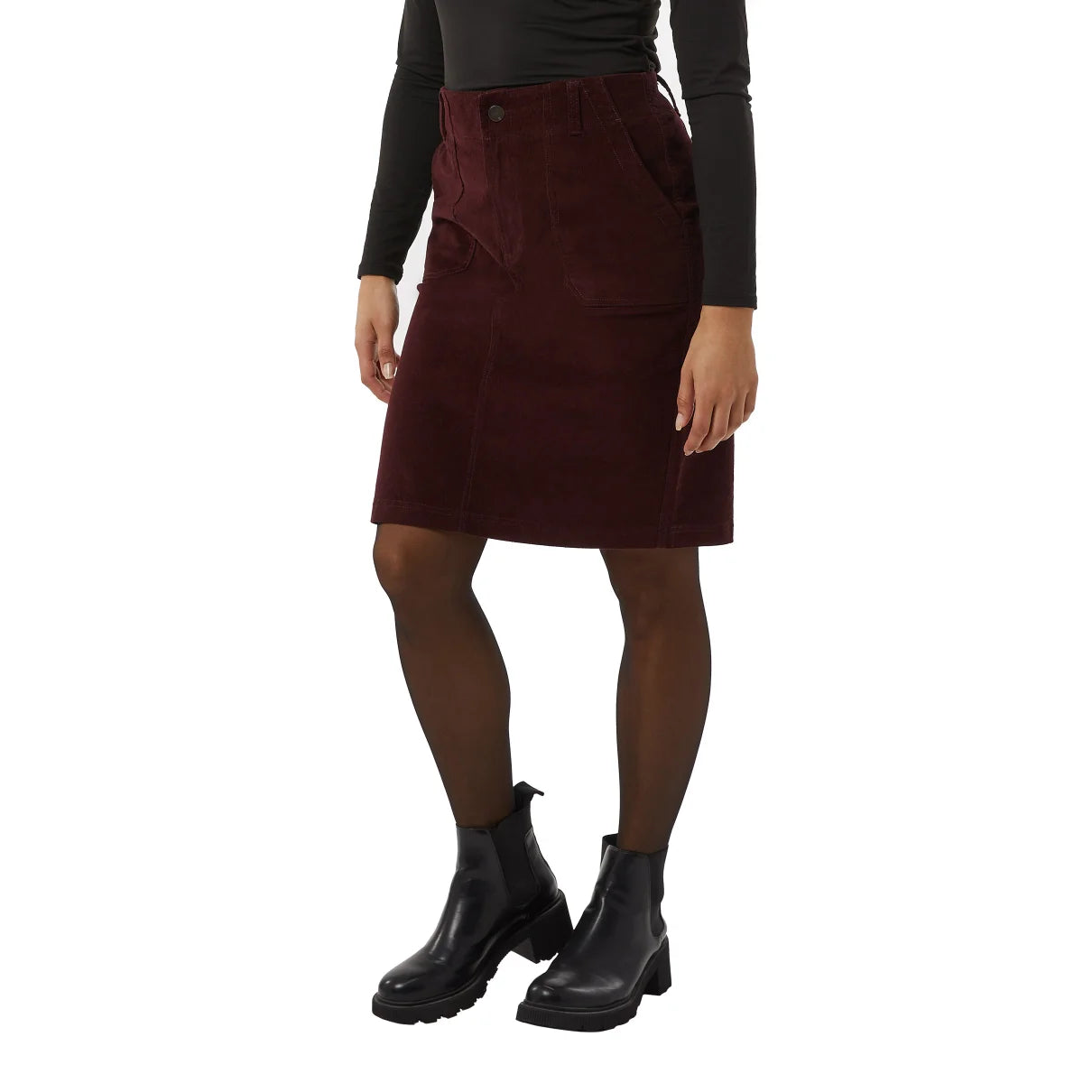 32 Degrees Women's Plus Front Zip Cotton Corduroy Mini Skirt