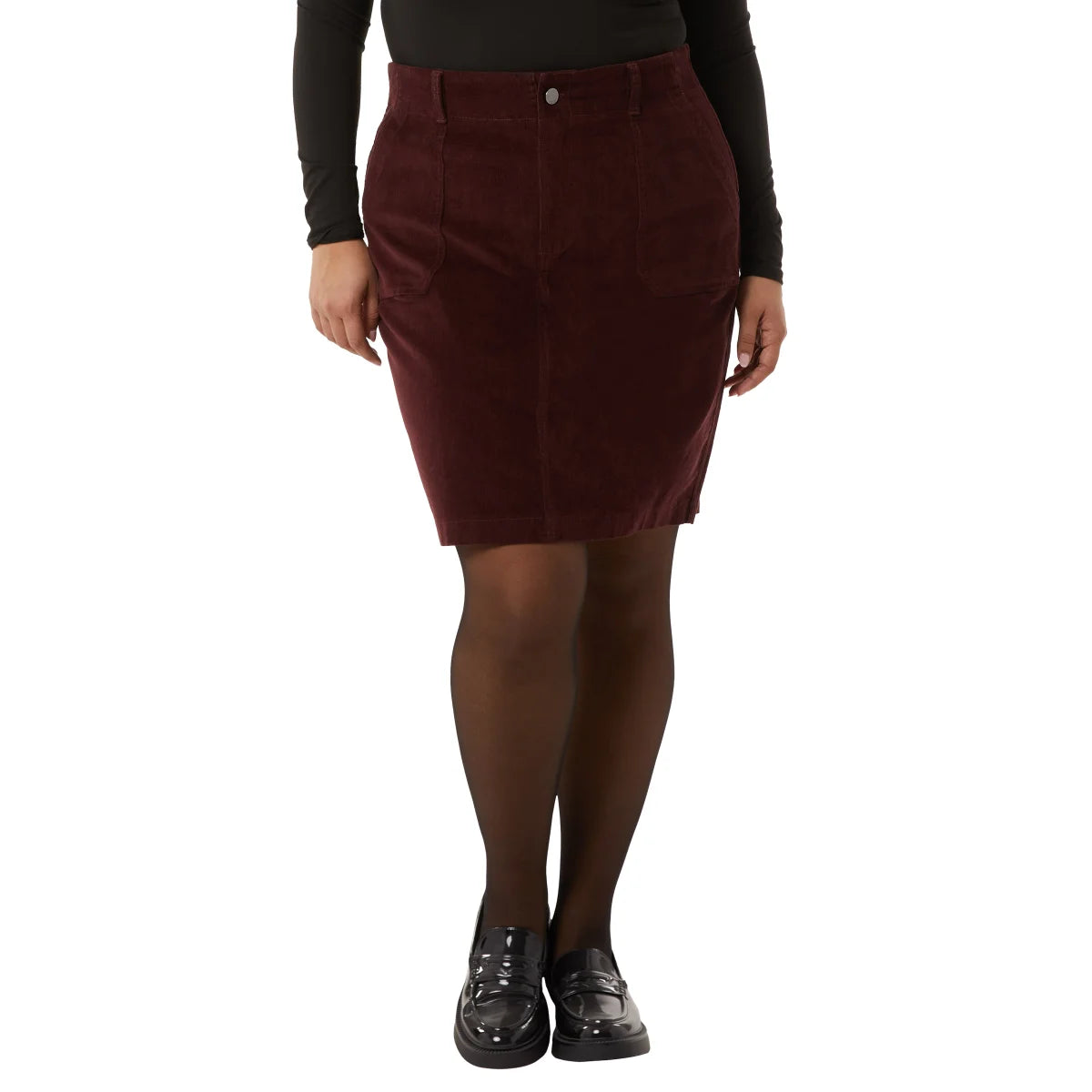 32 Degrees Women's Plus Front Zip Cotton Corduroy Mini Skirt