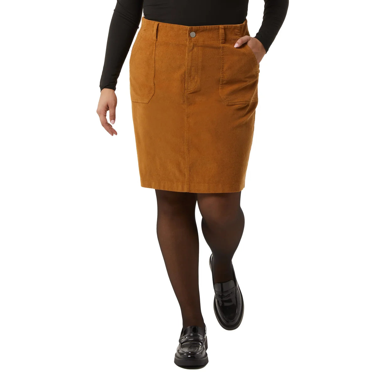 32 Degrees Women's Plus Front Zip Cotton Corduroy Mini Skirt