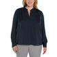 Banana Republic Women's V-Neck Long Sleeve Relaxed Fit Satin Finish Top Blouse