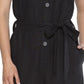 Matty M Women's Linen Blend Belted Button Front Romper