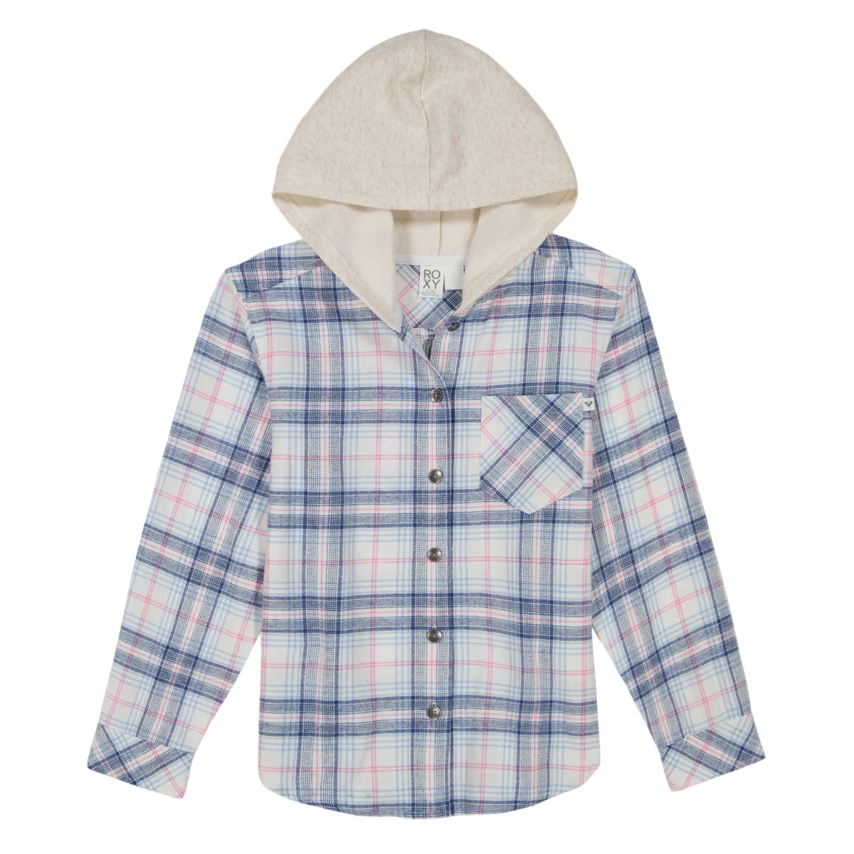 Roxy Youth Girls Flannel Plaid Button Down Hoodie