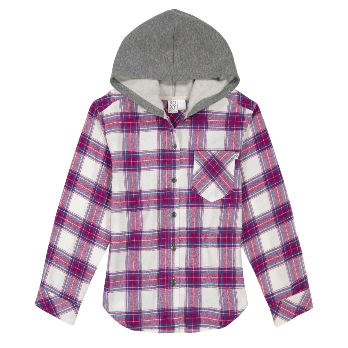 Roxy Youth Girls Flannel Plaid Button Down Hoodie