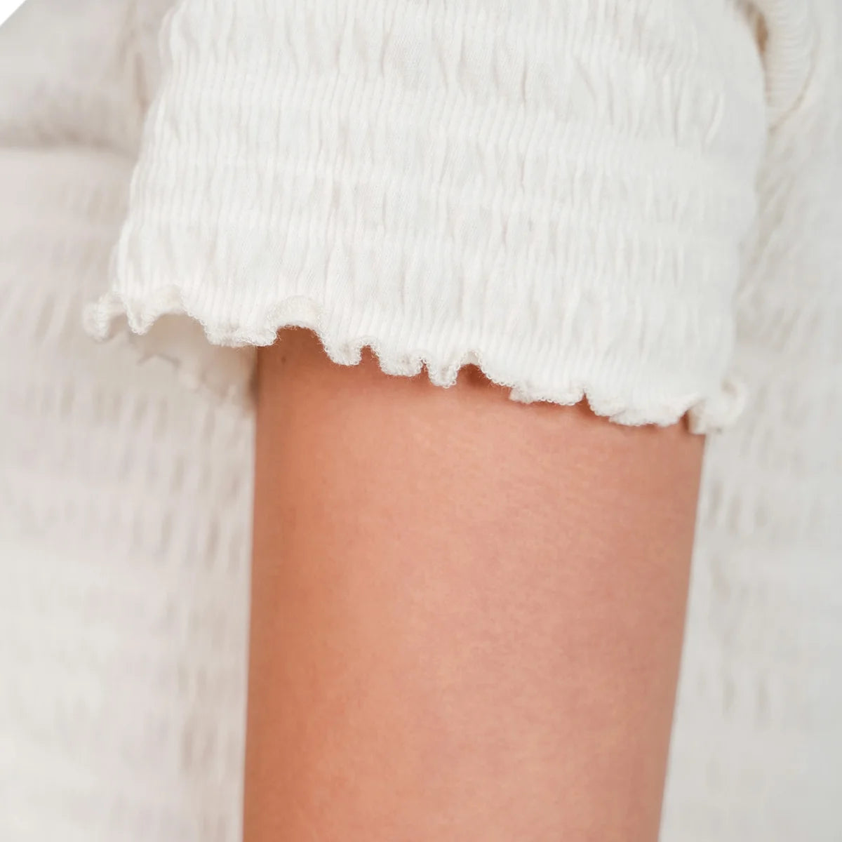 Kersh Women's Frilled Edges Textured Cotton Blend Tee Top