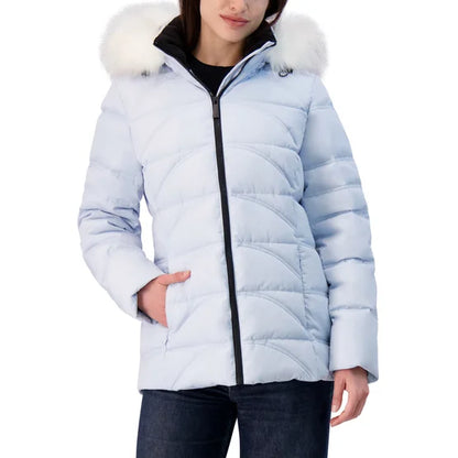 Nautica Women's Faux Fur Trim Water Resistant Hooded Puffer Jacket