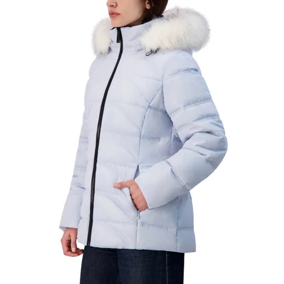 Nautica Women's Faux Fur Trim Water Resistant Hooded Puffer Jacket