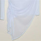 Elena Baldi Made in Italy Drape Neck Drawstring Chiffon Overlay Blouse Top