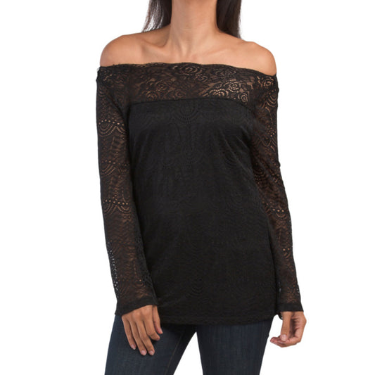 ADIVA Women's All Over Off the Shoulder Lace Top