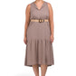 Adyson Parker Linen Belted Split Neck Tiered Midi Dress