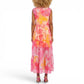 AMERICA & BEYOND Women's Abstract Print Relaxed Fit Tiered Sheer Cover-up Maxi Dress