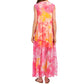AMERICA & BEYOND Abstract Print Relaxed Fit Tiered Sheer Cover-up Maxi Dress