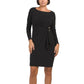 Anne Klein Women's Donna Long Sleeve draped side Overlap Mini Dress