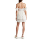 ASOS Women's Cold Shoulder Sweetheart Neck Crinkled Cotton Layered Mini Dress