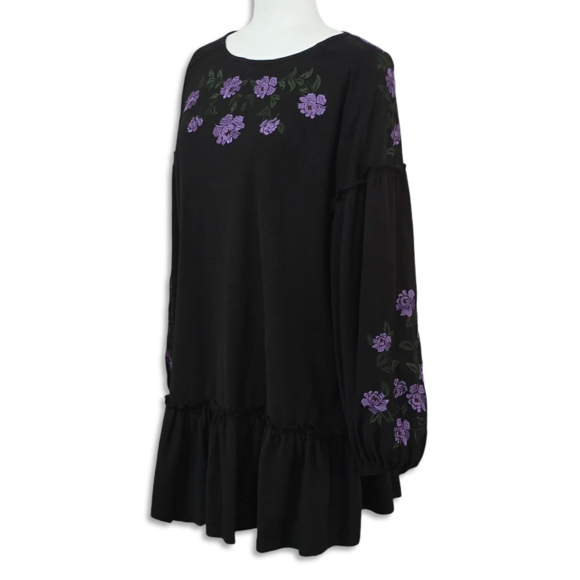 asos black floral embroidered dress ASOS DESIGN floral embroidered long sleeve mini dress with fringe in black