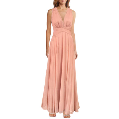 ASOS Women's Wrap Waist Ruched Bodice Pleated Gown Maxi Dress