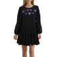 ASOS Women's Floral Embroidery Balloon Sleeve Ruffle Hem Mini Dress