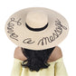 A&O Women's  LEAVE A MESSAGE Sequin Lettering Wide Brim Straw Floppy Sun Hat