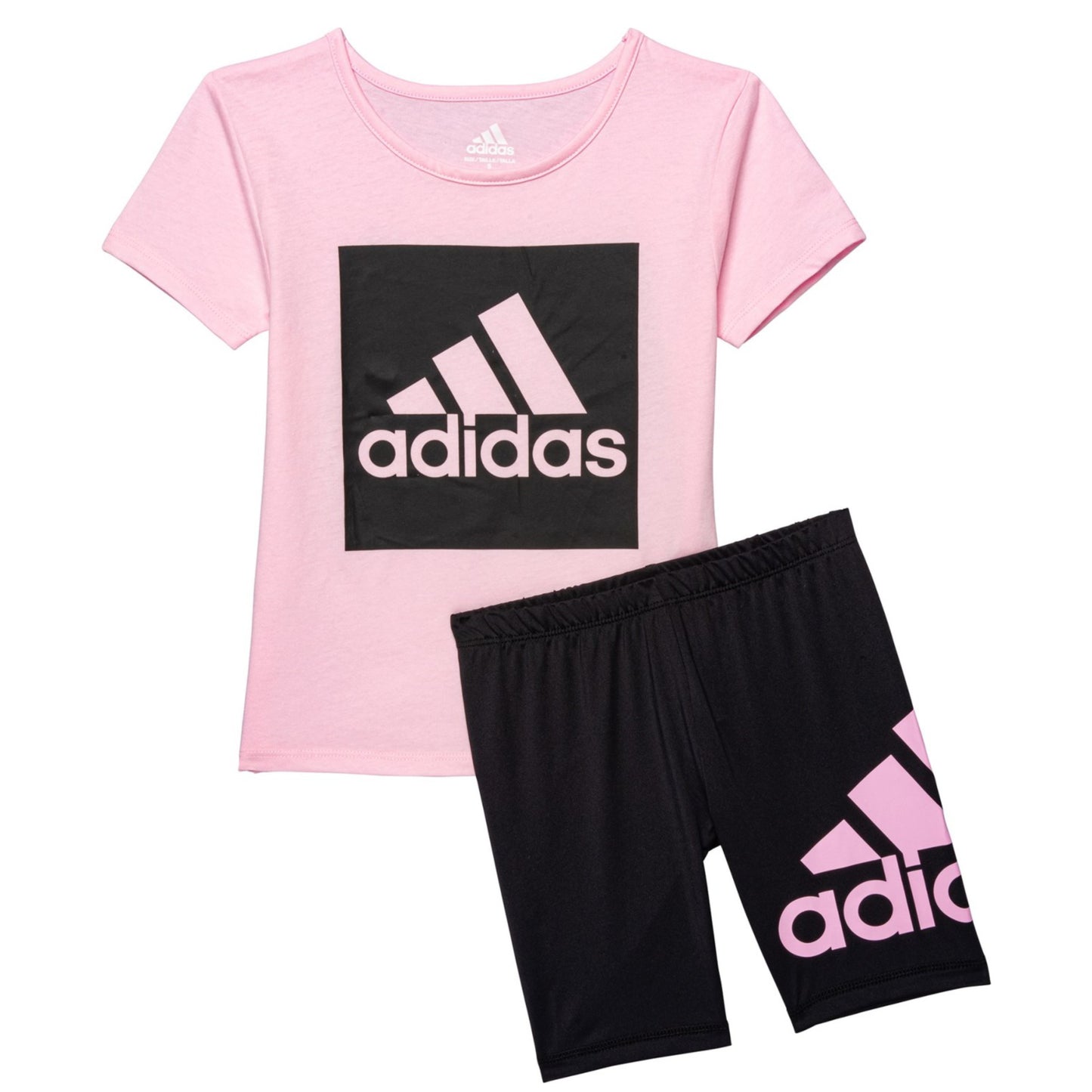 Adidas Little Girls Color Block T-Shirt and Bike Shorts Set