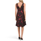 Adrianna Papell Women's Faux Pearl Trim Metallic Floral Print Jacquard Fit And Flare Mini Dress