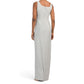 Adrianna Papell Women's Shimmer Metallic Sleeveless Side Pleats Front Slit Gown Maxi Dress