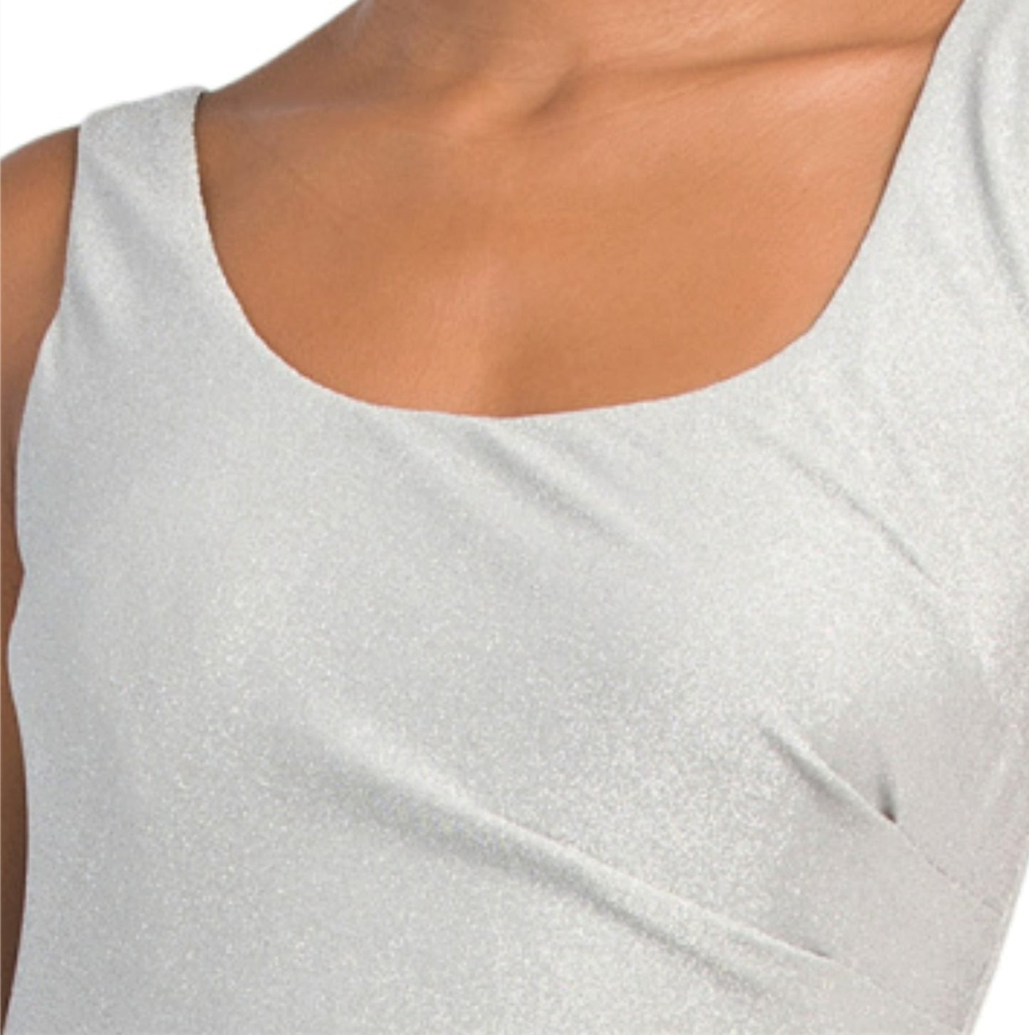 Adrianna Papell Women's Shimmer Metallic Sleeveless Side Pleats Front Slit Gown Maxi Dress