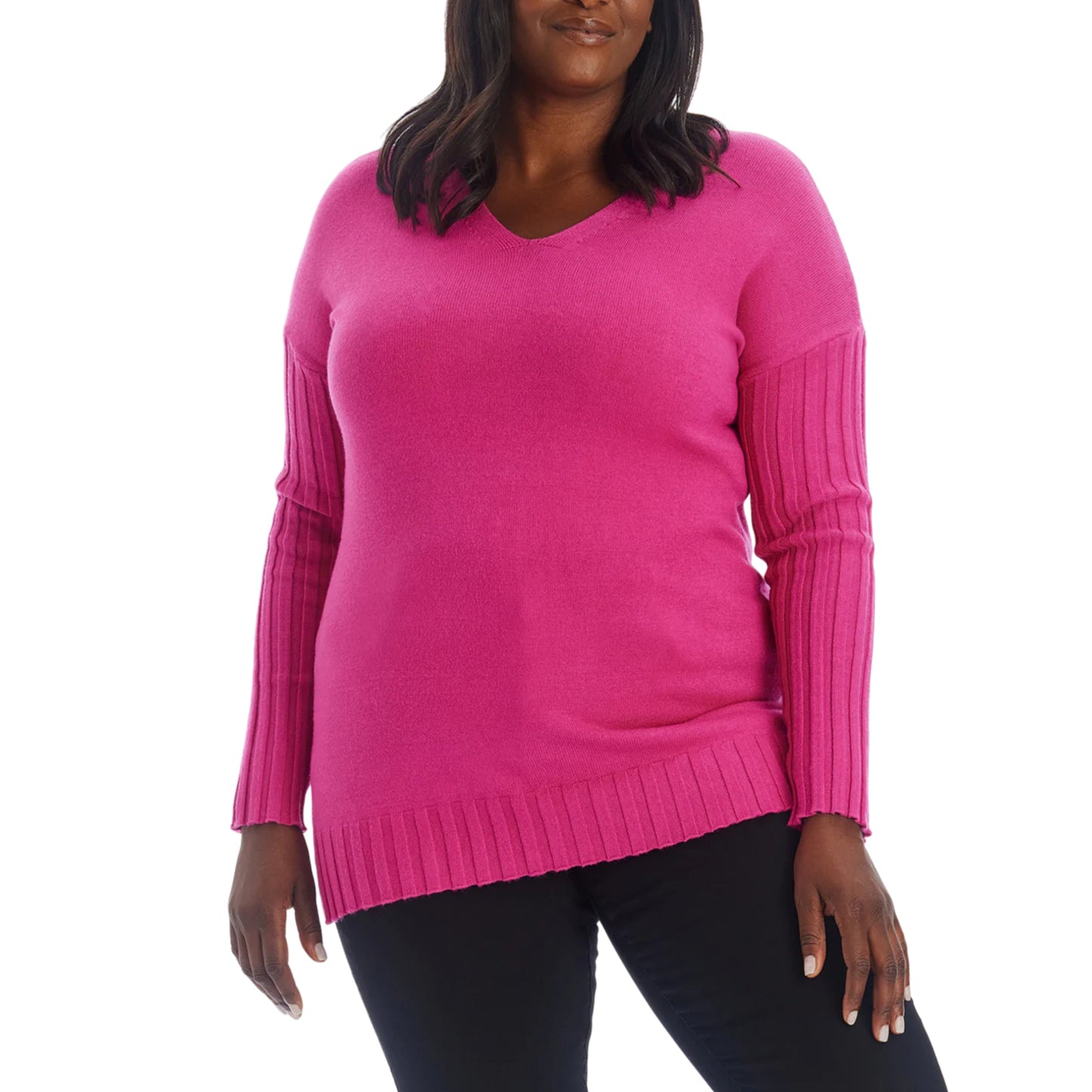 Adyson Parker Women's V-Neck Pullover Soft Knit Tunic Top Sweater