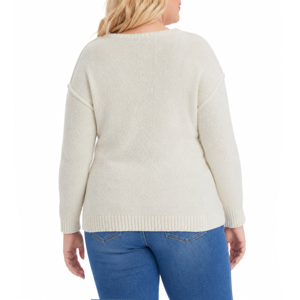 Adyson Parker Women's Plus Cozy V-Neck Soft Knit Inverted Seam Pullover Sweater
