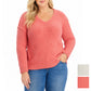 Adyson Parker Women's Plus Cozy V-Neck Soft Knit Inverted Seam Pullover Sweater