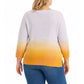 Adyson Parker Women's Plus 3/4 Sleeve Ombre Dip Dye Soft Cotton Blend Knit Sweater