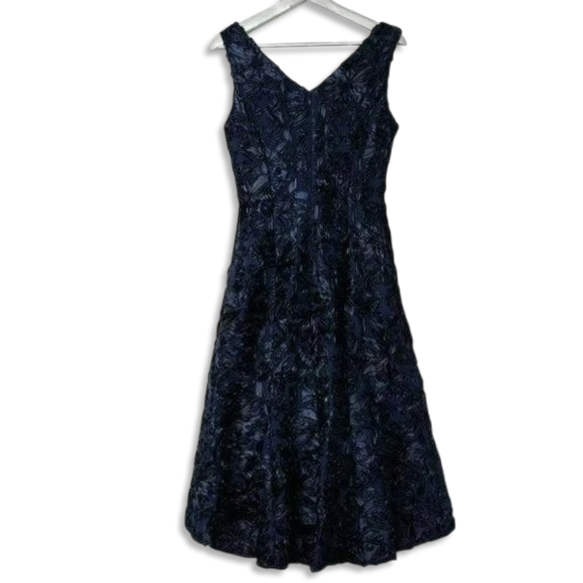 Alex Evening Women's Soutache Embroidered Lace Hi-Low Hem Flounce Midi Dress Blue / 10 Alex Evening Women's Soutache Embroidered Lace Hi-Low Hem Flounce Midi Dress Blue / 10