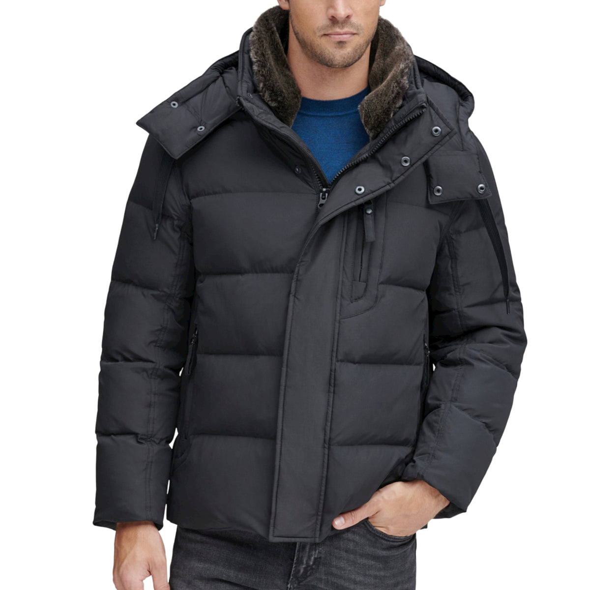 Andrew Marc Baltic Down Filled Fur Collar Hooded Puffer Coat 