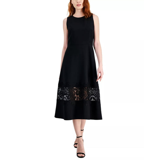 Anne Klein Women's Lace Hem Fit And Flare Midi Dress