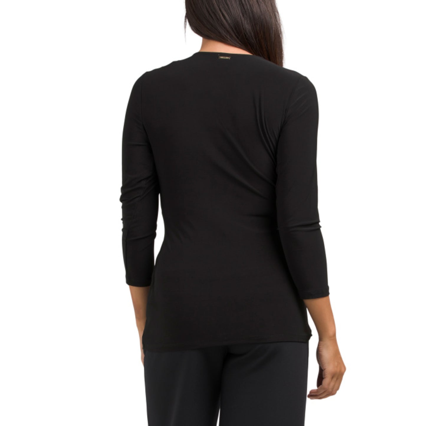 Anne Klein Women's V-Neck Three Quarter Sleeve Faux Wrap Top Blouse