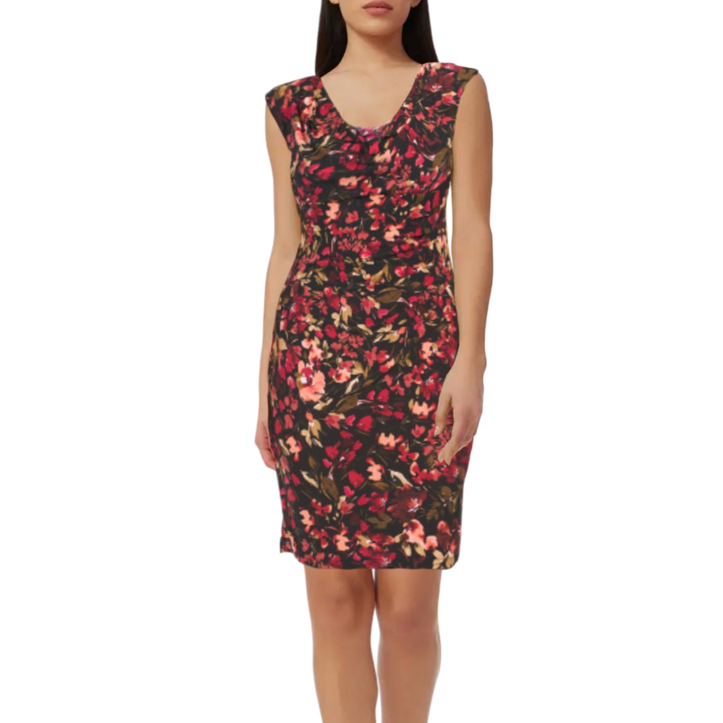 Anne Klein Women's Valerie Floral Print Cowl Neck Mini Dress