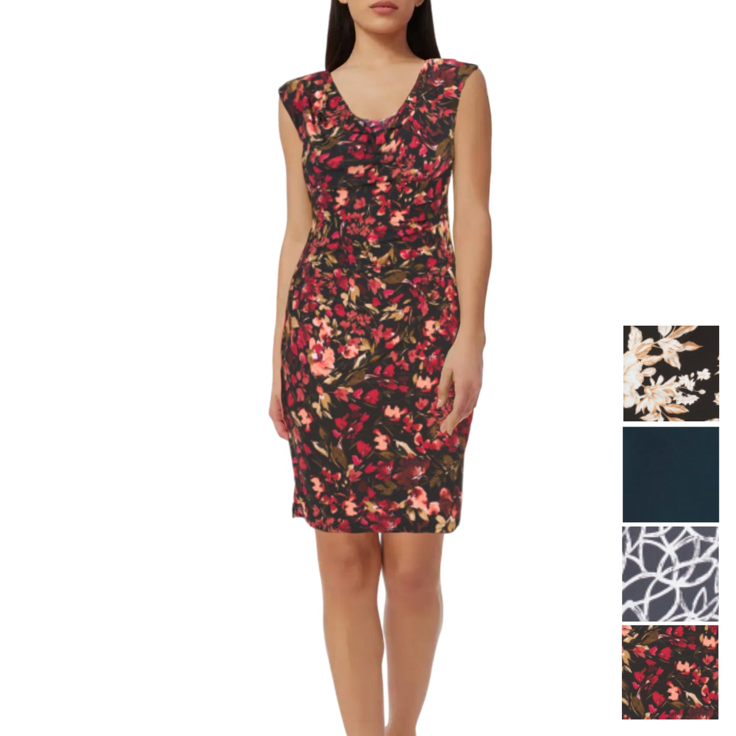 Anne Klein Women's Valerie Floral Print Cowl Neck Mini Dress
