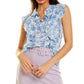 BCBGeneration Women's Floral Print Flutter Sleeve Ruffle Blouse Top