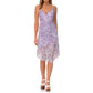 BCBGeneration Women's Floral Print Ruched Spaghetti Strap Surplice V-neck Front Slit Mini Dress