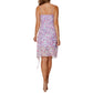 BCBGeneration Women's Floral Print Ruched Spaghetti Strap Surplice V-neck Front Slit Mini Dress