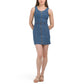 BEBE Women's Sleeveless Front Zip Denim Mini Dress