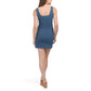 BEBE Women's Sleeveless Front Zip Denim Mini Dress