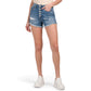 BLANK NYC Women's Picking Teams High Rise Destructed Fringe Hem Denim Shorts