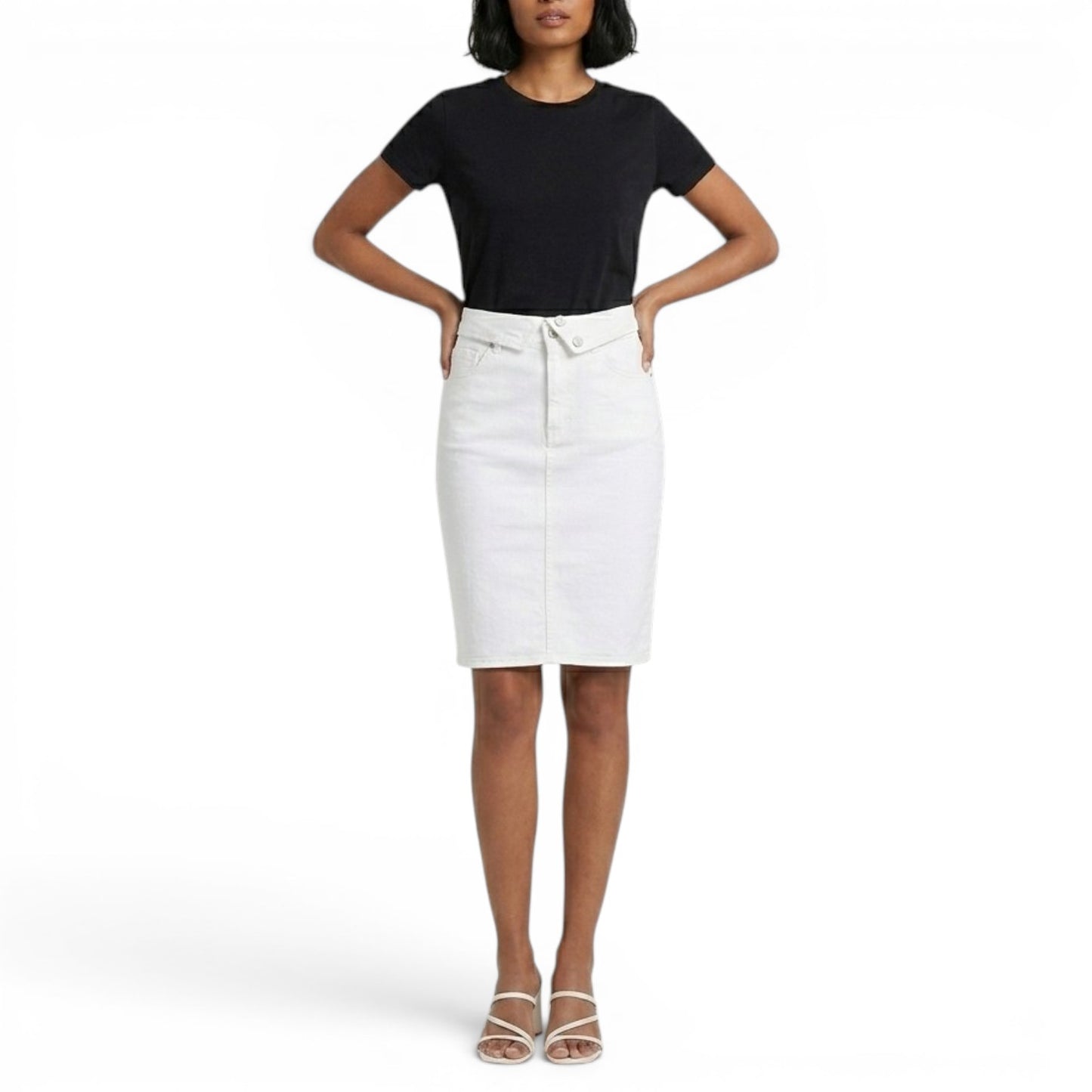 BLUE REVIVAL Women's Mackenzie Foldover Pencil Denim Mini Skirt